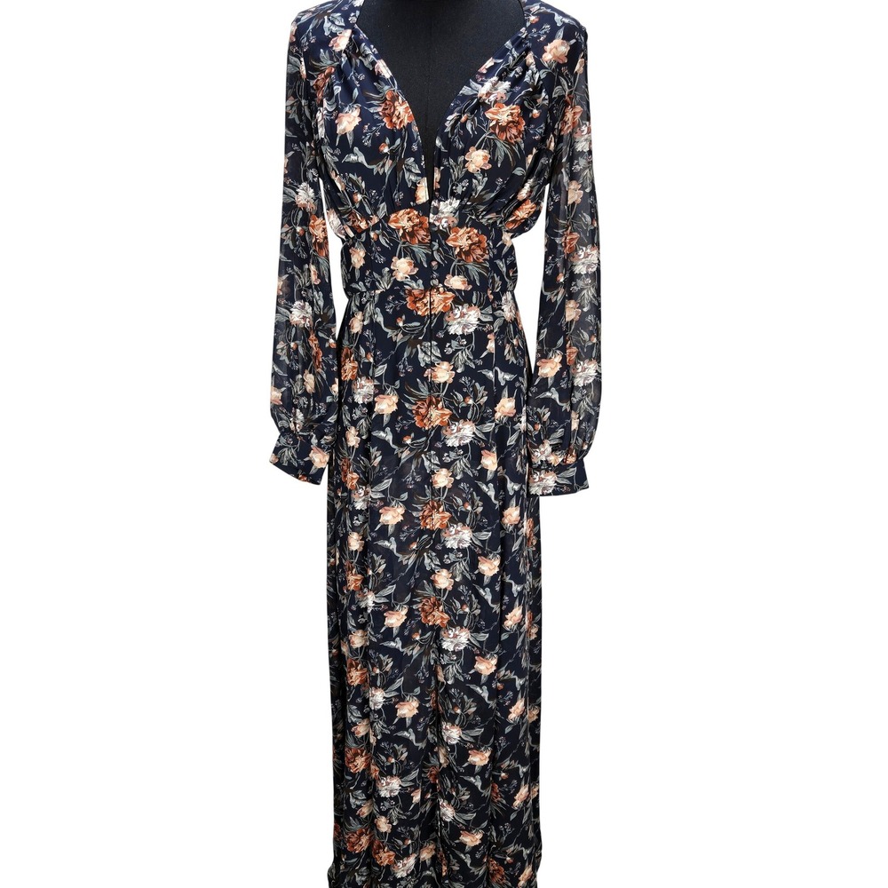 Women's On Twelfth Small Semi Sheer‎ Open Floral Maxi Duster Whimsigoth Boho